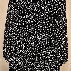 Black and White Leopard Print Pleated Dress Nine West